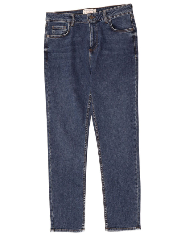 Fat Face Jean slim taille haute Sway pour femme UK 12 Medium W28 L28 Bleu Coton