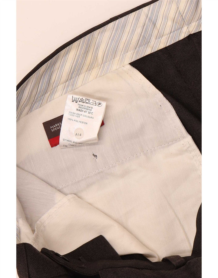 Marks & Spencer Pantalon de costume droit pour homme W34 L31 Marron à chevrons