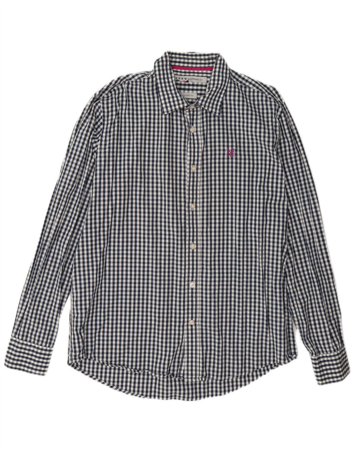 Crew Clothing Chemise classique pour homme en coton vichy bleu Taille L