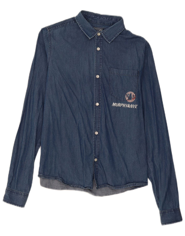 Murphy & Nye Chemise en Jean Graphique Garçon 15-16 ans Bleu Marine Coton