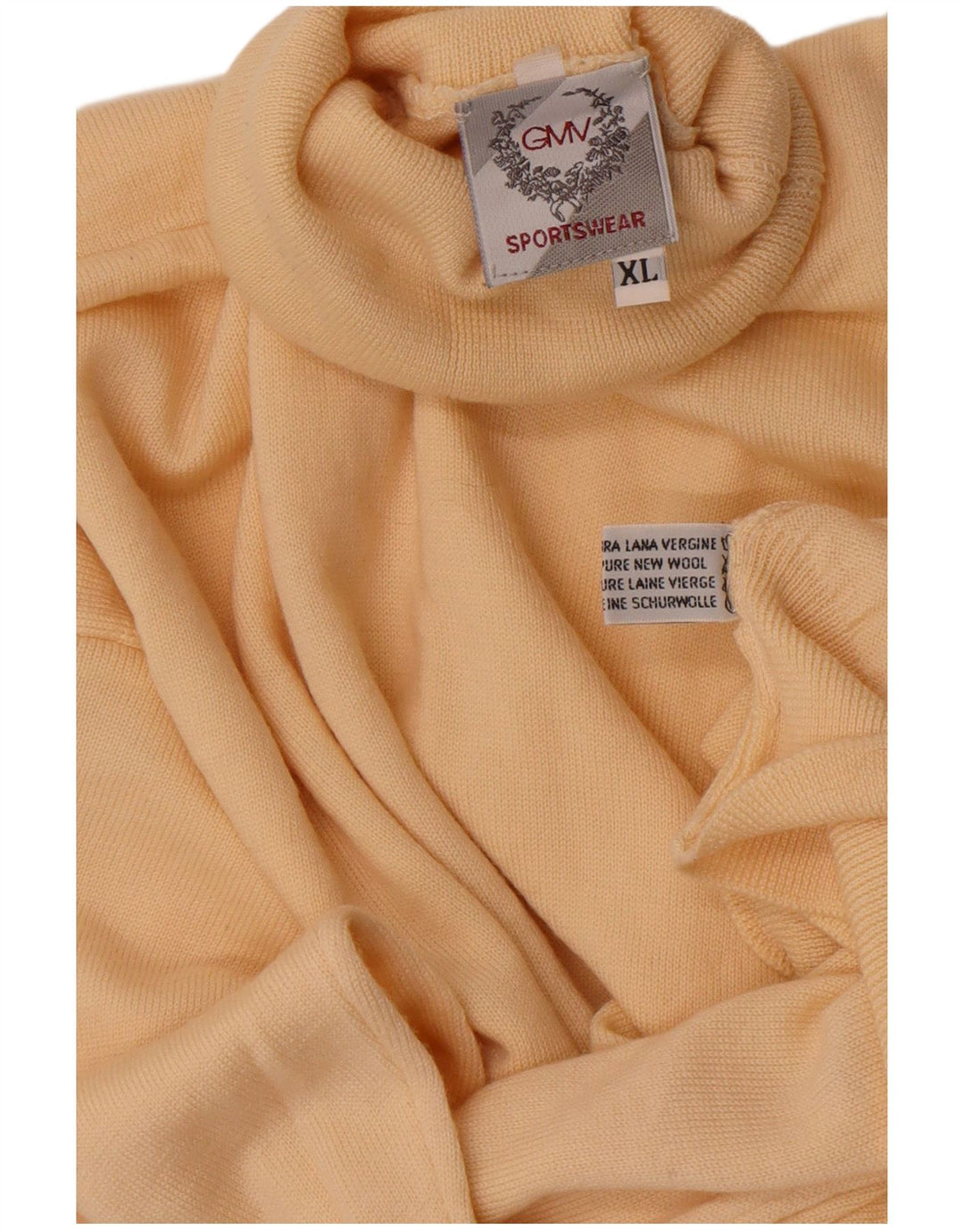 vintage Mens Roll Neck Jumper Pull XL Beige Laine