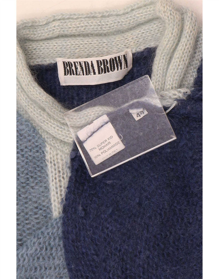 vintage Femme Col Roulé Pull Pull IT 44 Bleu Marine Moyen