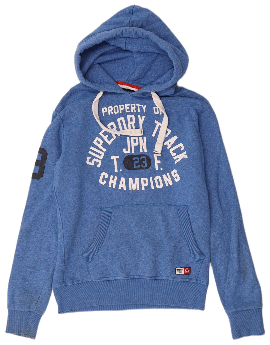 Superdry Pull à Capuche Graphique Homme Bleu Moyen Coton
