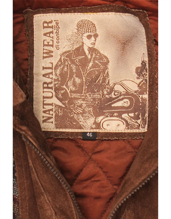 Conbipel Manteau Oversize En Daim Femme IT 46 Grand Cuir Paisley Marron
