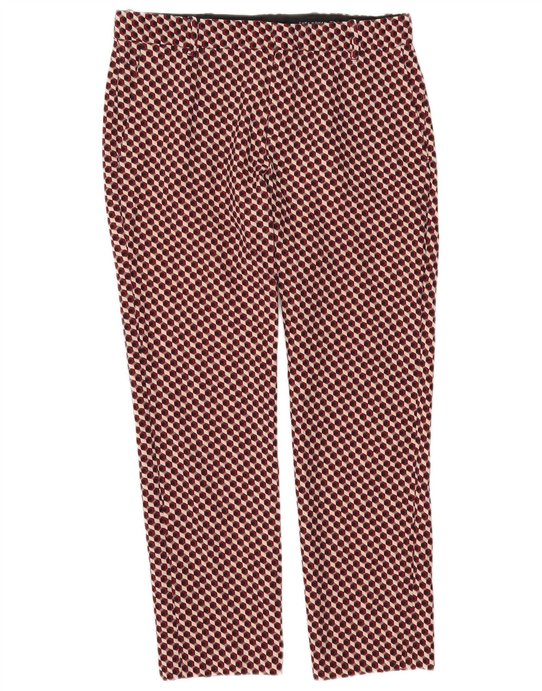 Pantalon Chino Slim Femme Zara Moyen W28 L27 Rouge Géométrique