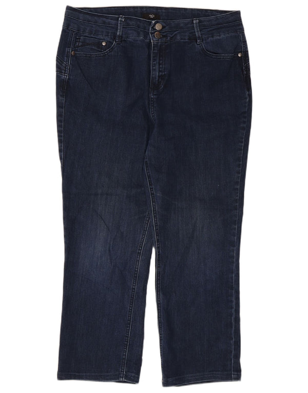 M&Co Femme Petite Jean Court UK 16 Large W34 L23 Bleu Marine Coton
