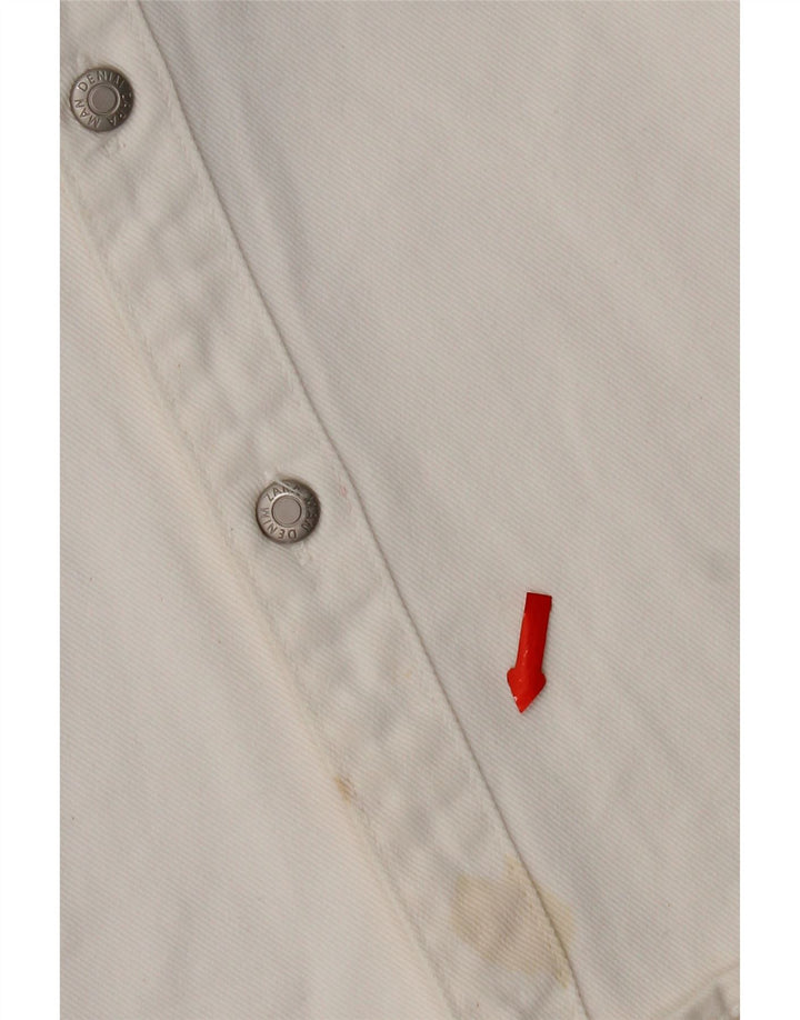 Zara Chemise en jean coupe décontractée pour hommes, grand coton blanc