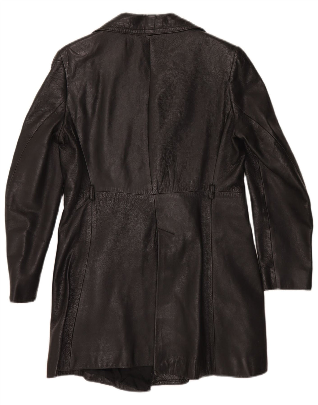 manteau en cuir femme vintage UK 10 Petit Noir