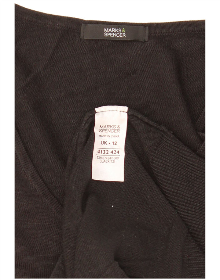 Marks & Spencer Pull col en V pour femme UK 12 Acrylique noir moyen