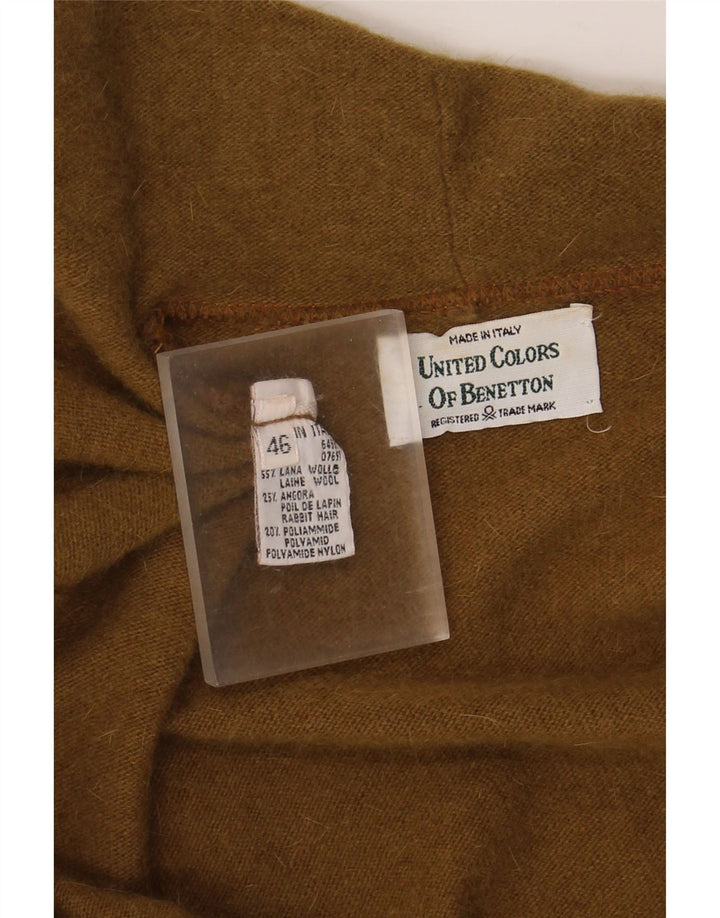 Benetton Cardigan à nouer sur le devant pour femme IT 46 Large laine marron