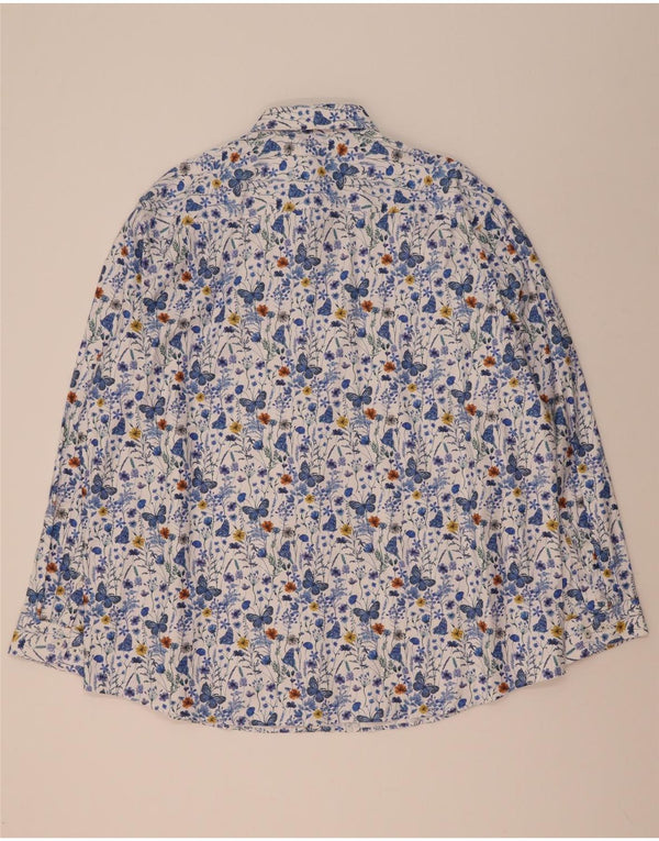 C&A Chemise Regular Fit Homme Taille 47/48 3XL Bleu Floral Coton