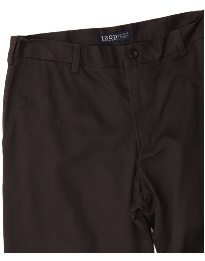 IZOD Pantalon Chino Droit Homme W33 L30 Gris Coton