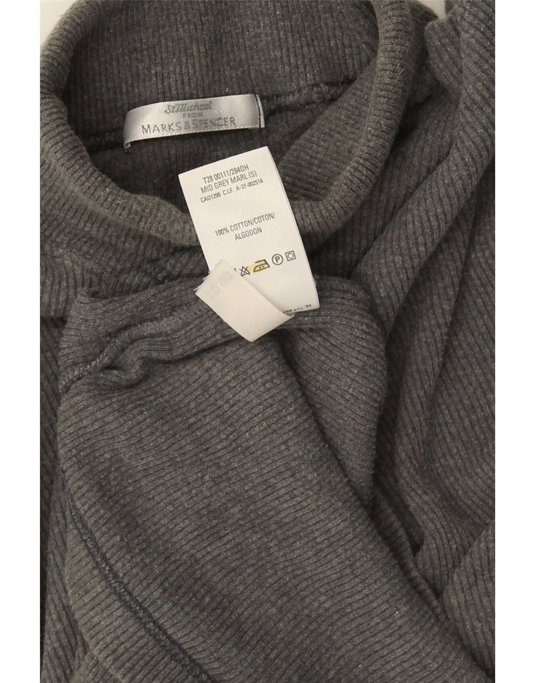 Marks & Spencer Haut à col roulé pour homme à manches longues en coton gris Taille S