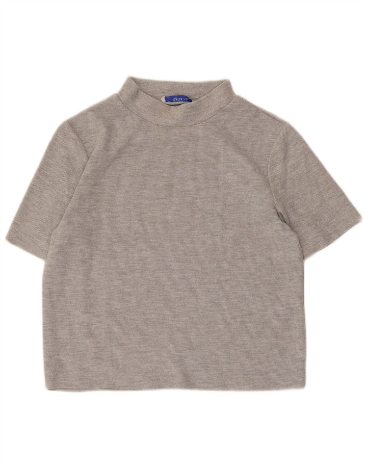 Zara Womens Crop Top UK 12 Gris Moyen