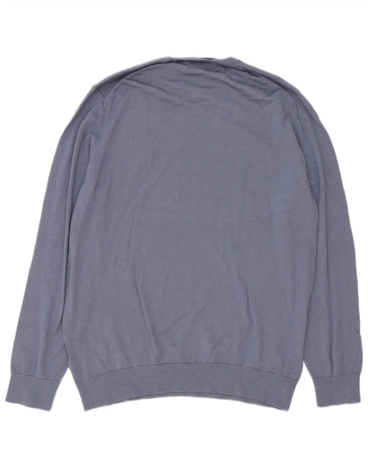 Autograph Pull col rond pour homme XL en laine mérinos bleue