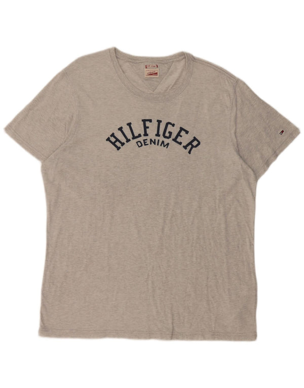 Tommy Hilfiger T-shirt graphique pour homme 2XL Gris Coton