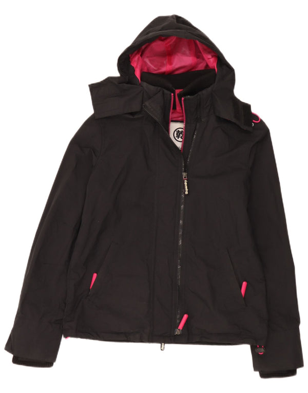 Superdry Veste coupe-vent à capuche Windcheater pour femme UK 16 Large Noir