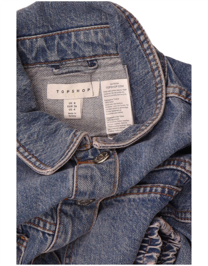 Topshop Veste en jean courte pour femme UK 8 Small Bleu