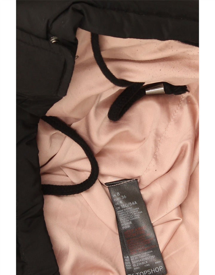 Topshop Veste matelassée surdimensionnée à capuche pour femme UK 8 Small Noir Polyester