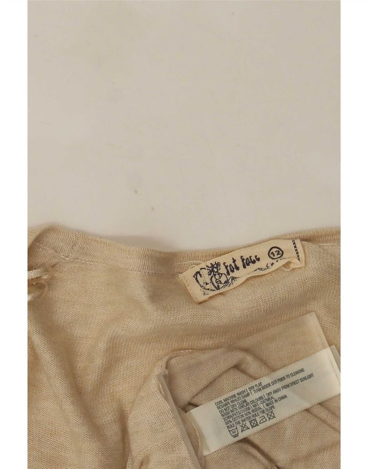 Fat Face Haut Cardigan Ouvert Asymétrique pour Femme UK 12 Beige Moyen Moucheté