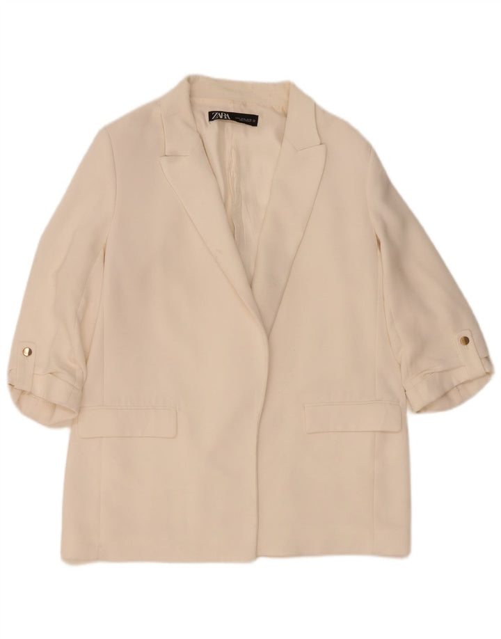 Zara Veste blazer ouverte à manches 3/4 pour femme UK 18 XL Blanc
