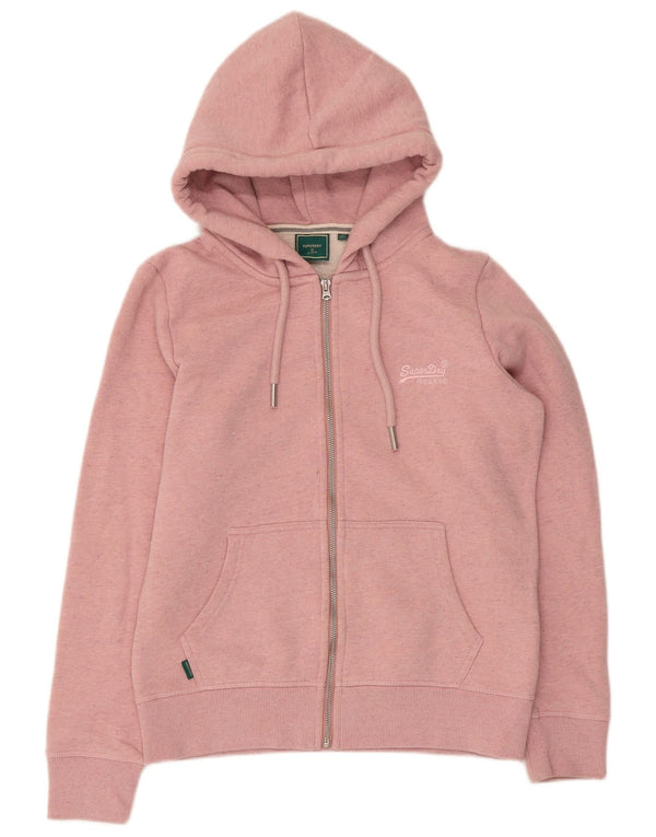 Superdry Pull à capuche zippé pour femme UK 12 Coton rose moyen