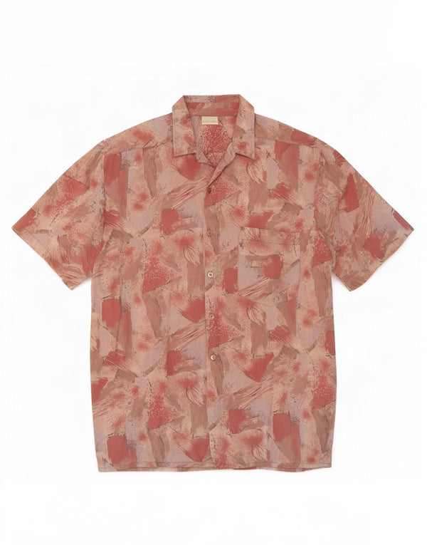 Chemise à manches courtes à motif abstrait pour homme Vintage en Viscose rose moyen