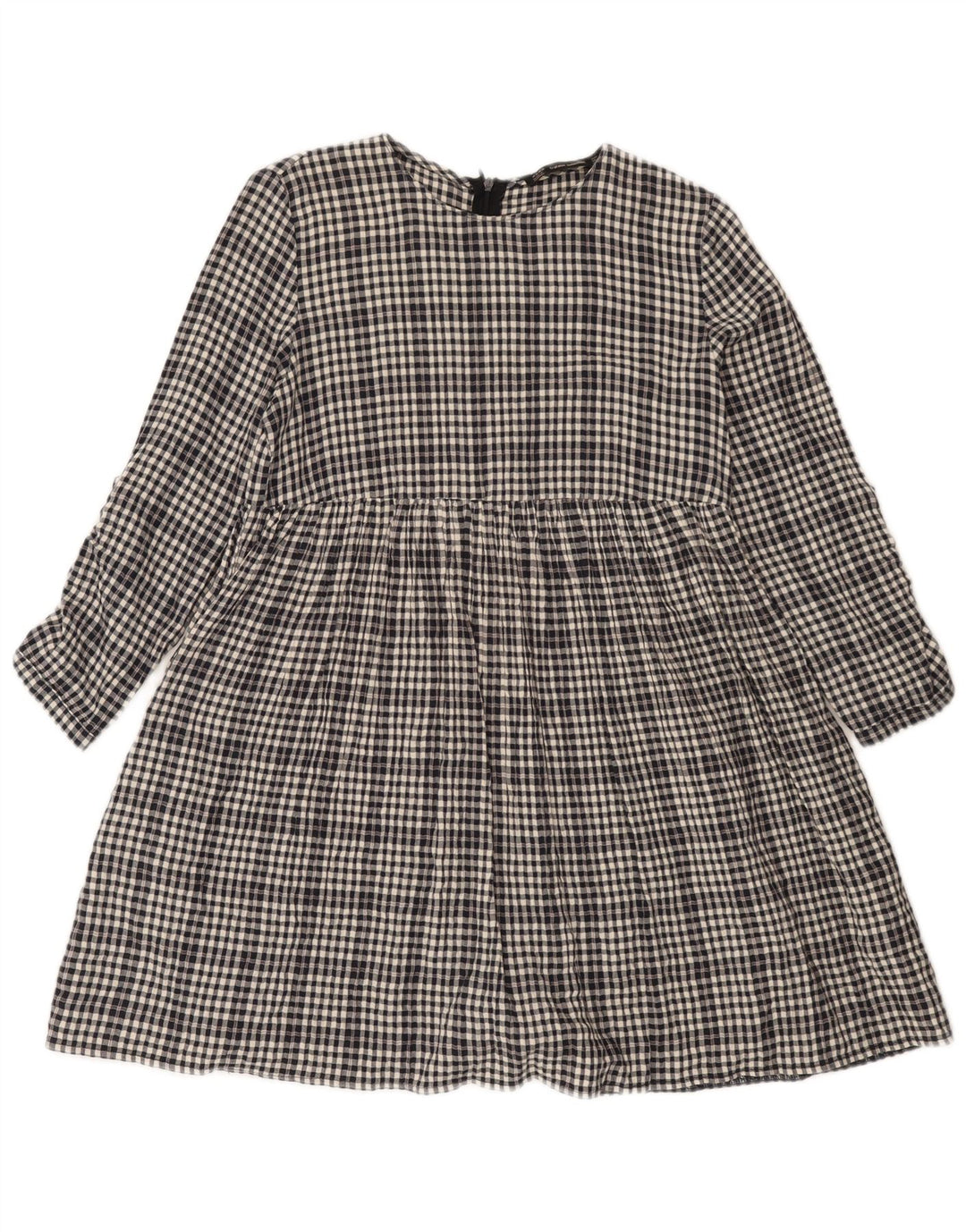 Zara Womens Trafaluc Combishort à manches longues UK 10 Petit coton vichy noir