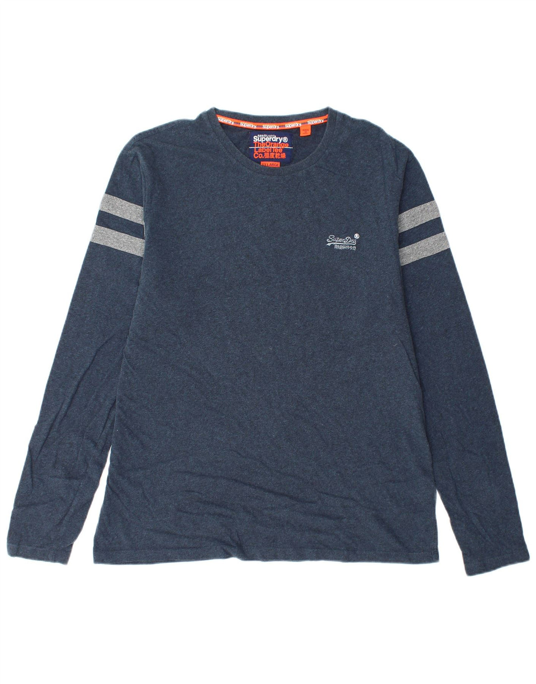 SUPERDRY Haut Homme Manches Longues 2XL Bleu Marine Colourblock Coton