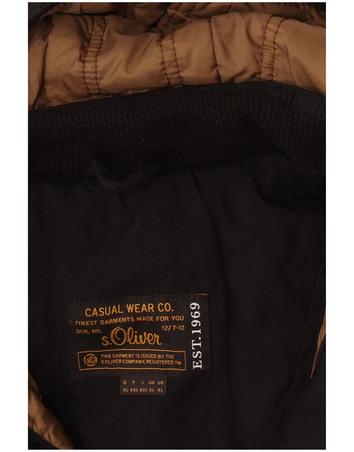 S.Oliver Veste matelassée à capuche pour hommes UK 42 XL Noir Polyester