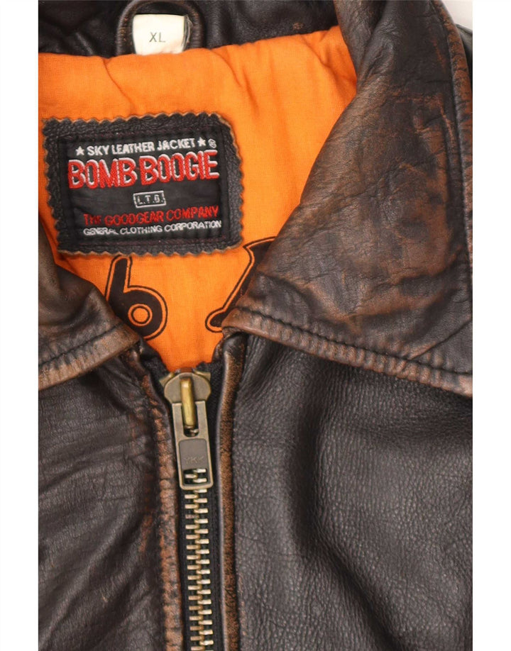 Bomboogie Veste bomber en cuir pour homme UK 42 XL Cuir marron