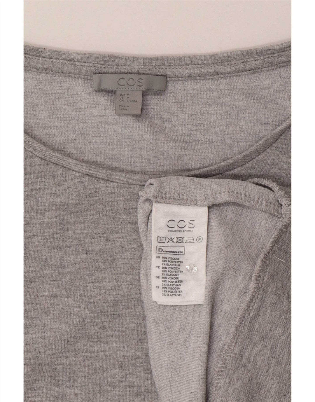 Cos Haut oversize à manches longues pour femme UK 44 Viscose mouchetée gris moyen
