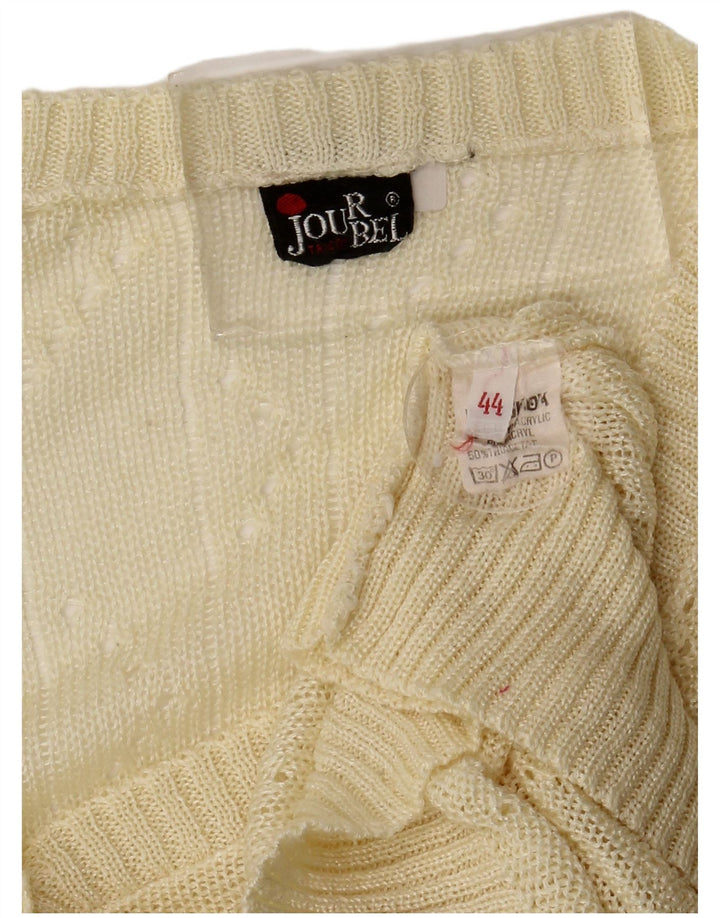 vintage Femme Cardigan Pull IT 44 Acrylique Jaune Moyen