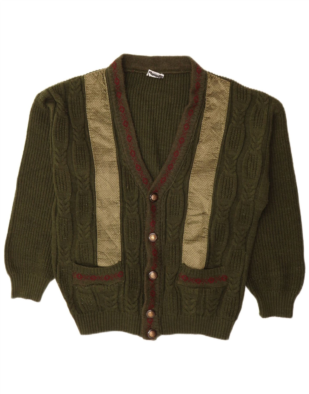 PIMET Pull Cardigan Homme XL Kaki Géométrique