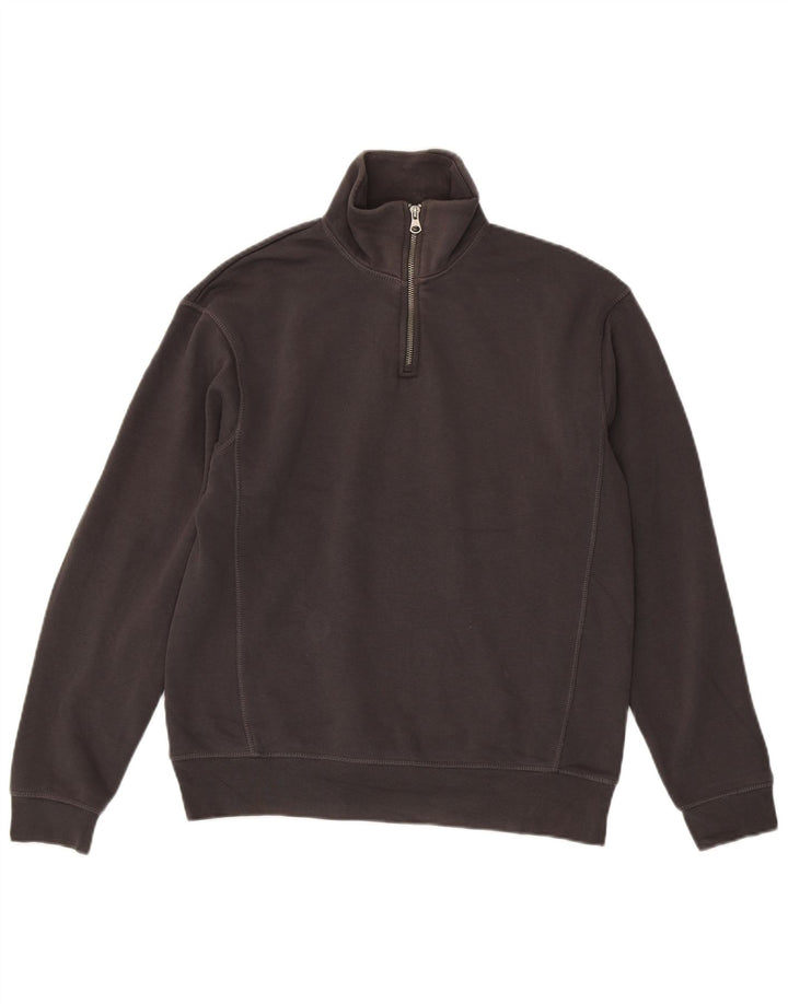 Zara Homme Zip Neck Sweatshirt Jumper Petit Gris Polyester