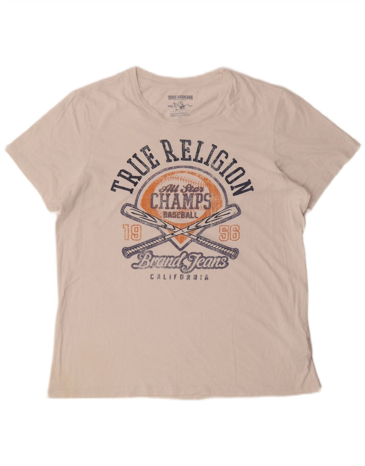 True Religion T-Shirt graphique pour hommes, grand coton blanc