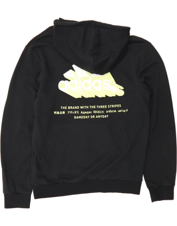 ADIDAS Mens Graphic Hoodie Jumper Medium Black Cotton Vintage Adidas and Second-Hand Adidas from Messina Hembry 