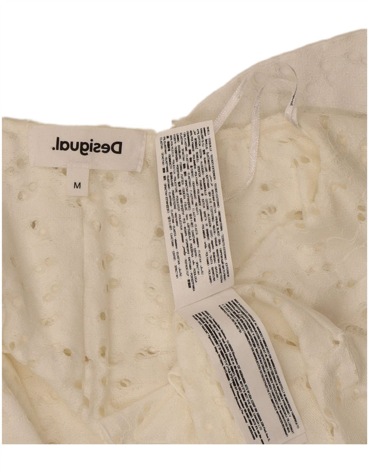 Desigual Femme Chemise Asymétrique Blouse UK 12 Moyen Blanc Coton