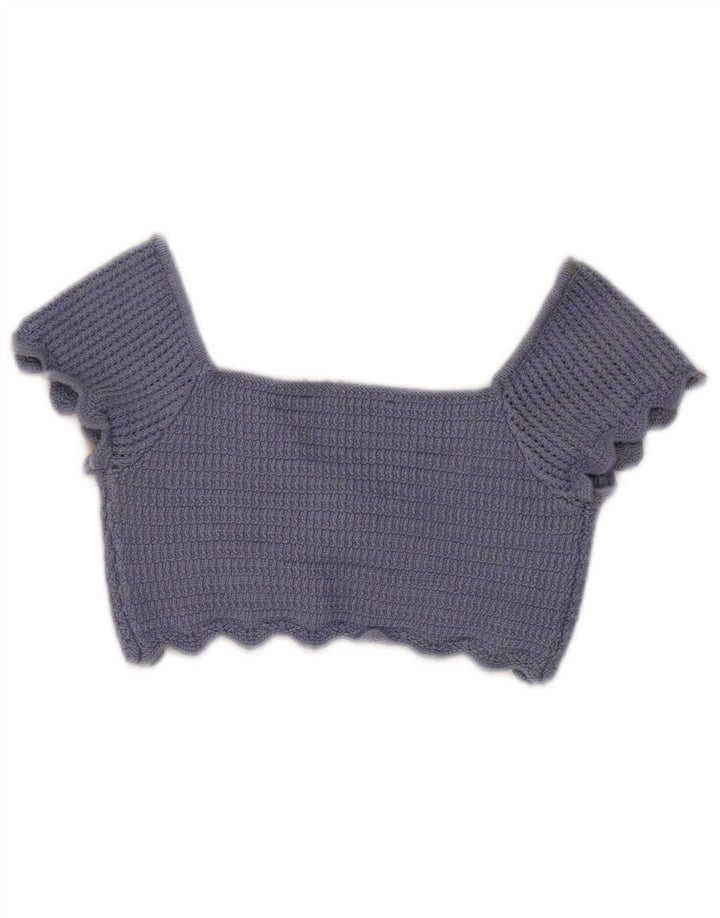 Zara Womens Knit Crop Top UK 8 Petit Bleu