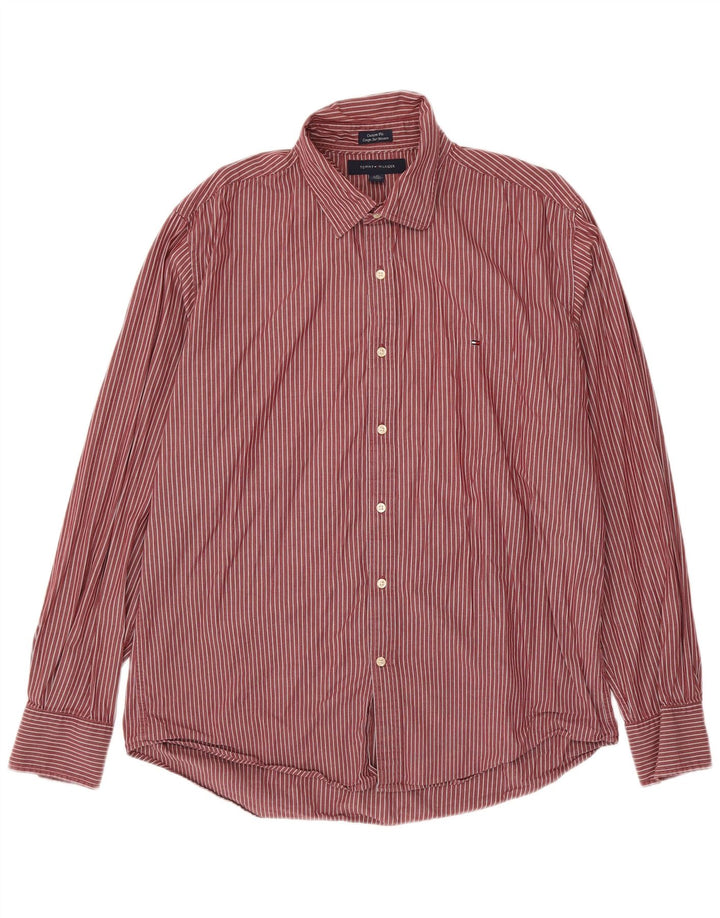 Tommy Hilfiger Chemise sur mesure pour homme à grandes rayures rouges