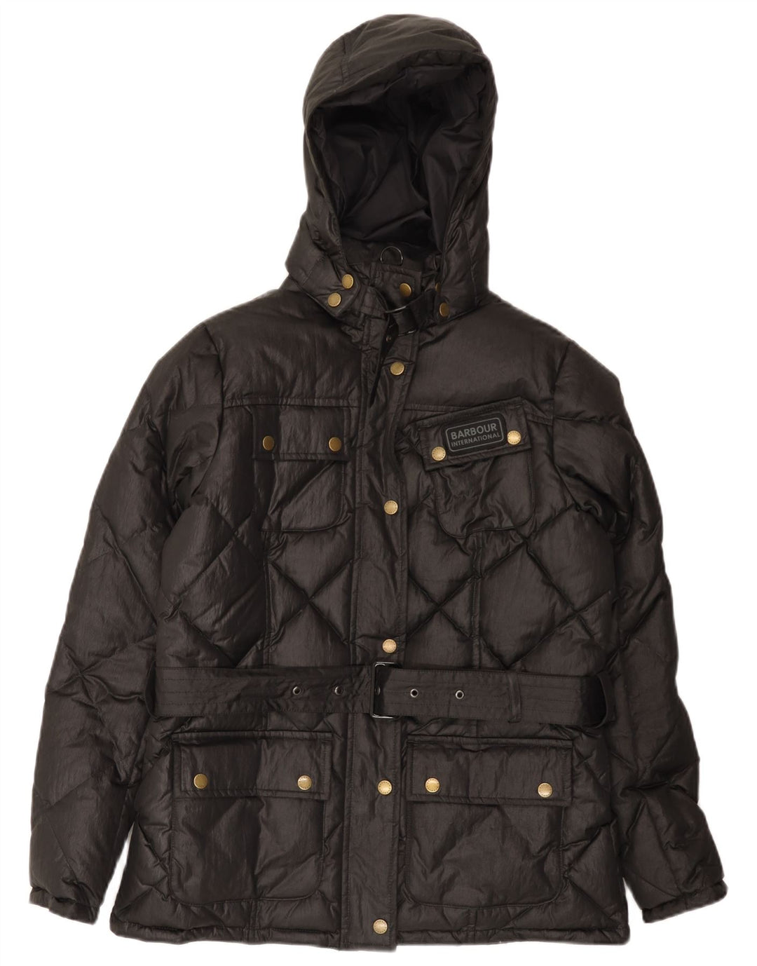 BARBOUR Veste matelassée à capuche pour femme UK 14 Large Noir