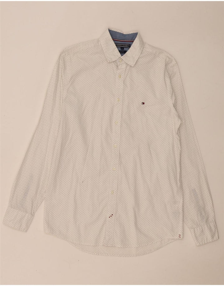 TOMMY HILFIGER Chemise Slim Fit Homme Blanc Moyen à Pois Coton