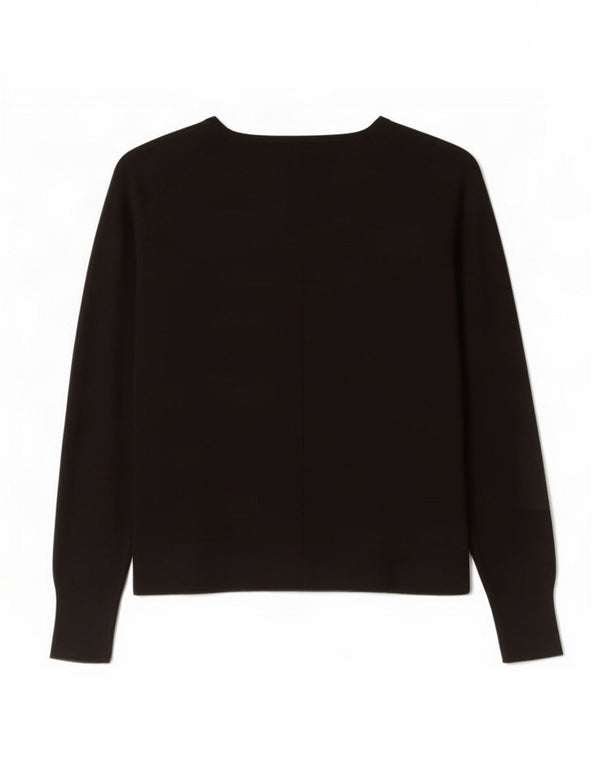 Zara Pull surdimensionné à col bateau pour femme UK 16 Large Noir Viscose