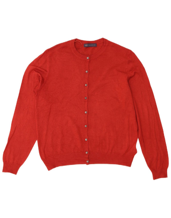 Marks & Spencer Pull Cardigan pour Femme UK 14 Grande Viscose Rouge