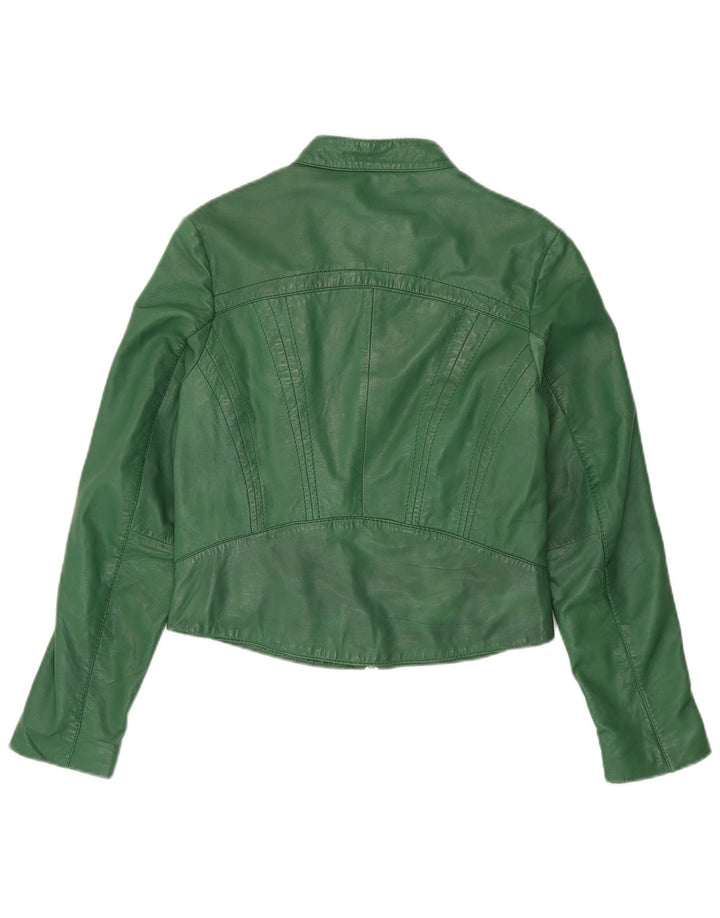 Rino & Pelle Veste en cuir crop pour femme EU 38 Cuir vert moyen