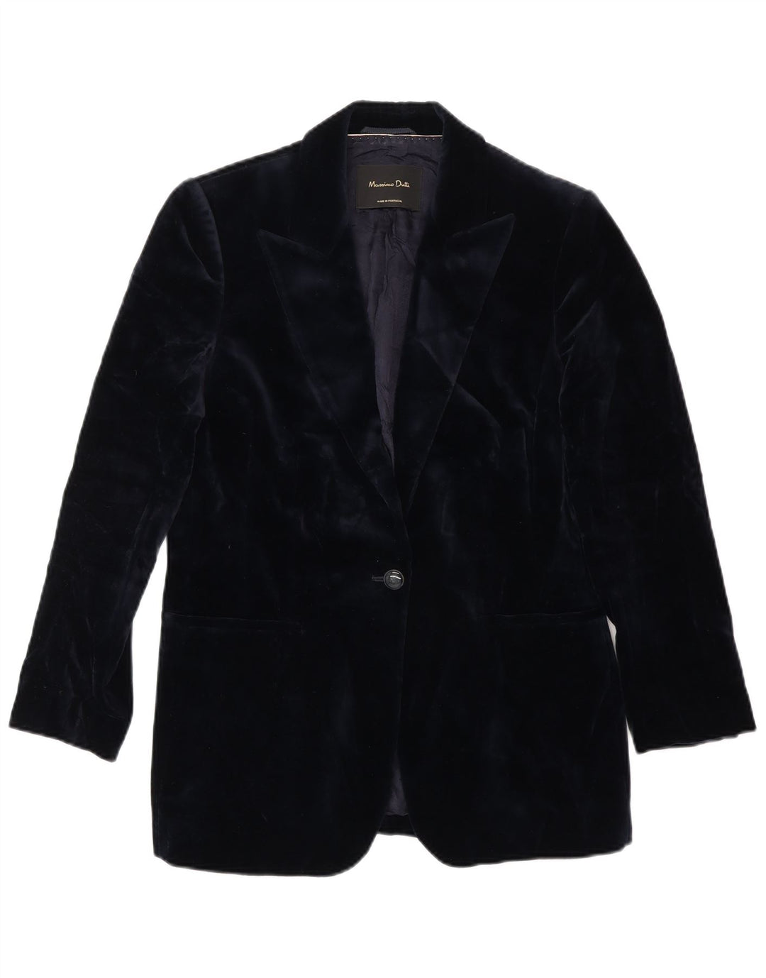 Massimo Dutti Veste blazer en velours à 1 bouton pour femme EU 38 Bleu marine moyen