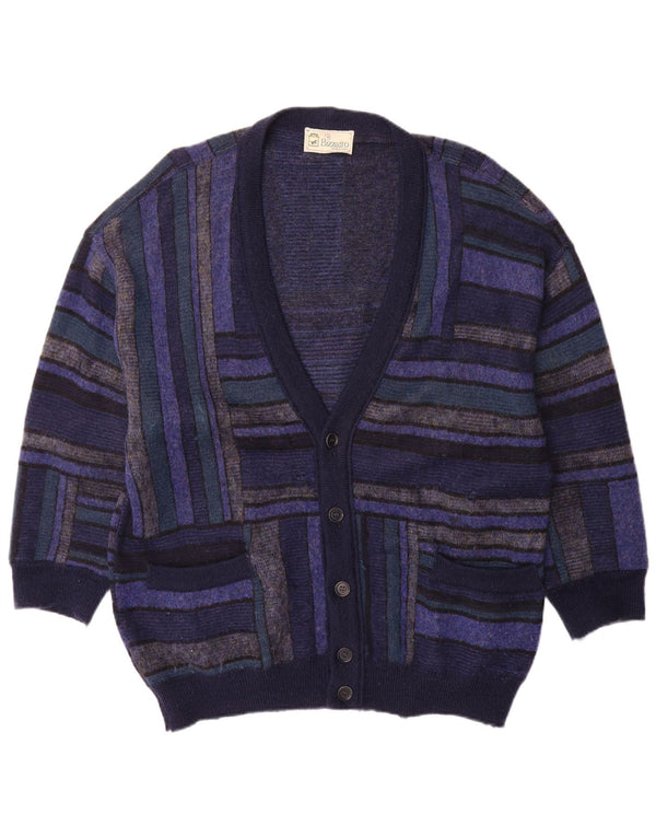 Bizzarro Cardigan Homme Pull XL Bleu Marine Rayé Laine