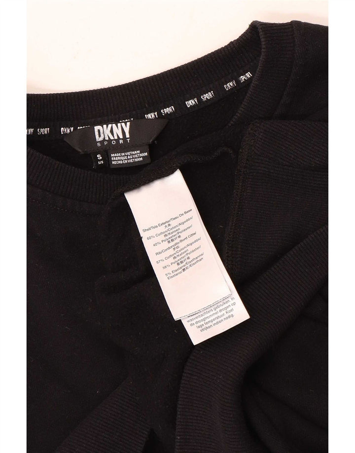 Dkny Sweat-shirt court surdimensionné pour femme UK 10 Petit coton noir