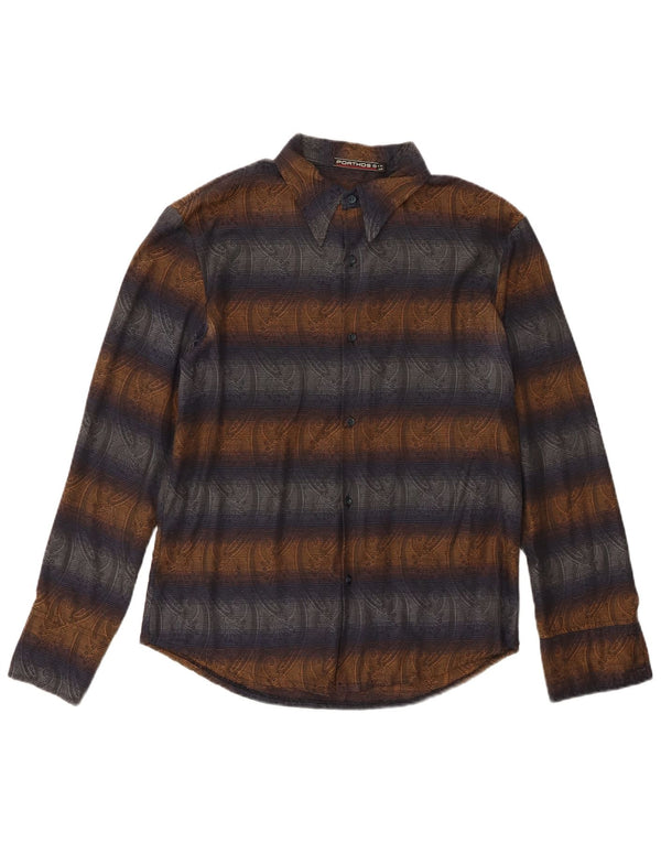 Chemise homme vintage moyen bleu marine Paisley Polyester