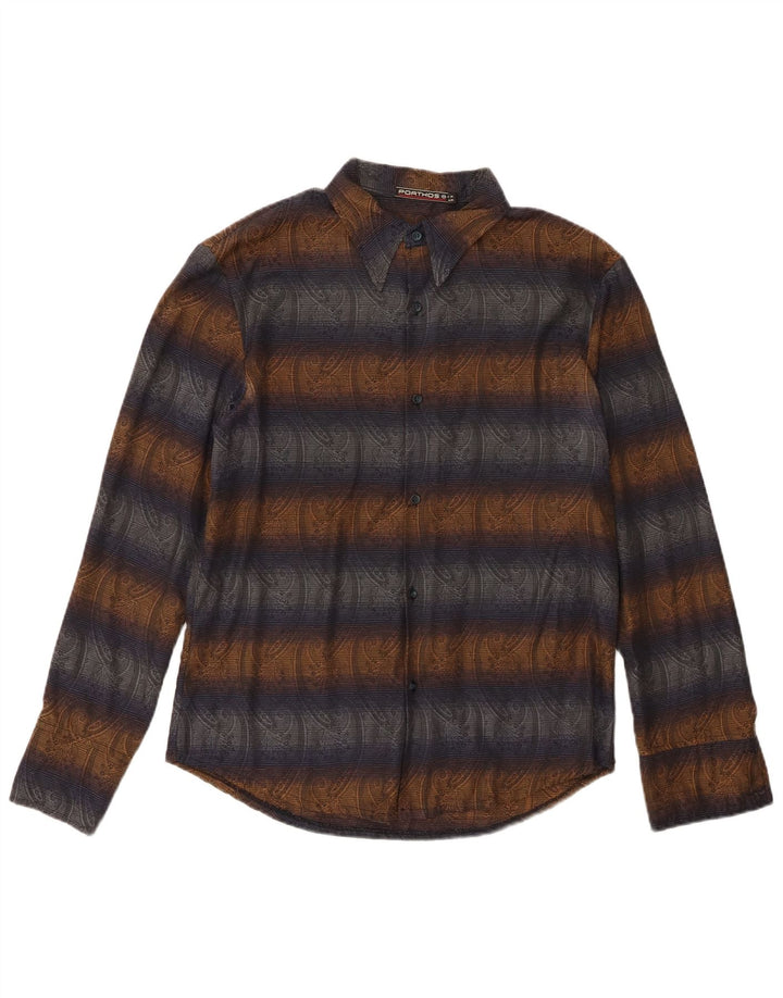 Chemise homme vintage moyen bleu marine Paisley Polyester